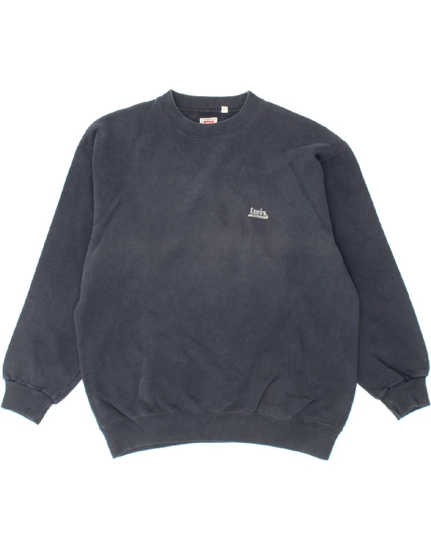 LEVI'S Mens Sweatshirt Jumper Large Navy Blue Cotton Hoodie with Fur Luxurious Winter LEVI'S Mens Sweatshirt Jumper Large Navy Blue Cotton Hoodie with Fur Luxurious Winter