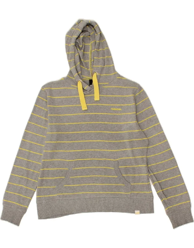 MCKENZIE Womens Hoodie Jumper UK 14 Large Grey Striped Cotton Hoodie with Hem Ribbing Snug Secure MCKENZIE Womens Hoodie Jumper UK 14 Large Grey Striped Cotton Hoodie with Hem Ribbing Snug Secure