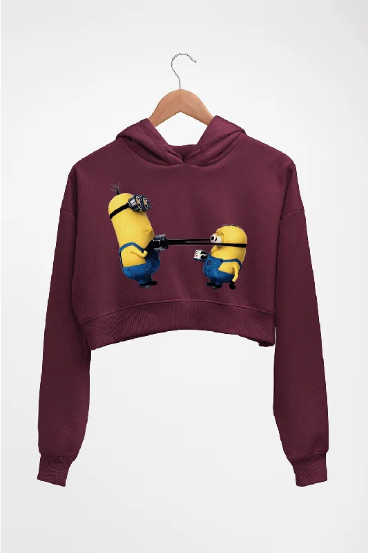 Minion Crop HOODIE FOR WOMEN Hoodie with Patch Decorative Personalized