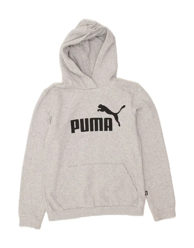 PUMA Boys Graphic Hoodie Jumper 13-14 Years Grey Hoodie with Pocket Utility Practical PUMA Boys Graphic Hoodie Jumper 13-14 Years Grey Hoodie with Pocket Utility Practical