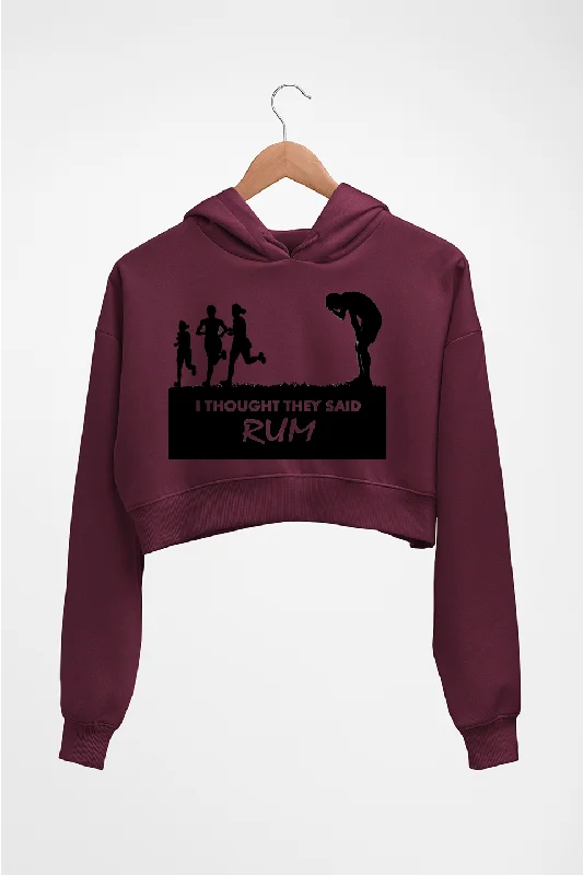 Rum Funny Crop HOODIE FOR WOMEN Hoodie with Hem Patch Decorative Personalized