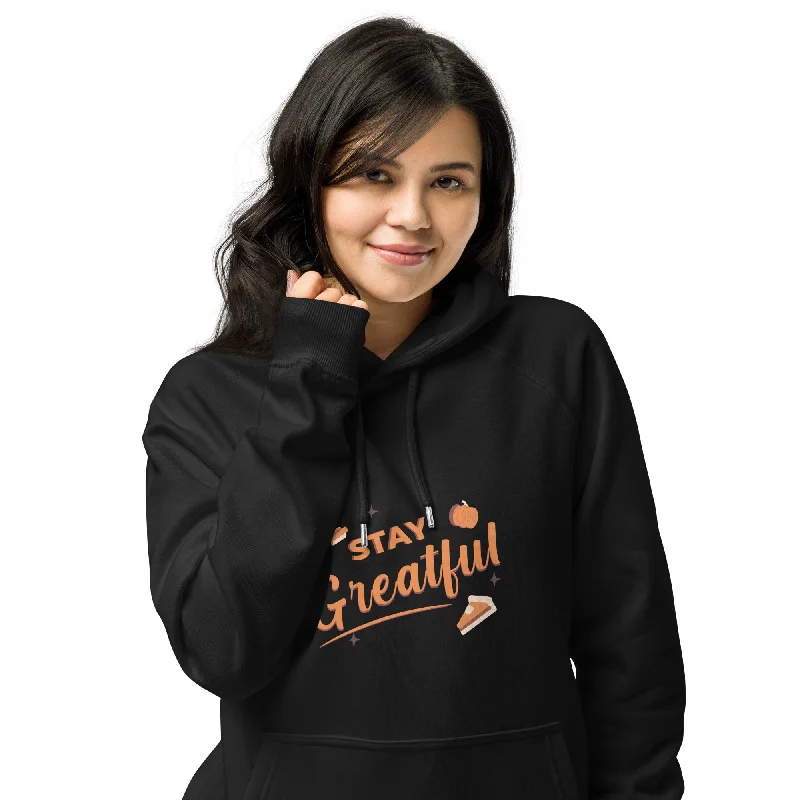 Stay Grateful Graphic Women Eco Raglan Hoodie Hoodie with Contrast Stitching Detailed Premium Stay Grateful Graphic Women Eco Raglan Hoodie Hoodie with Contrast Stitching Detailed Premium