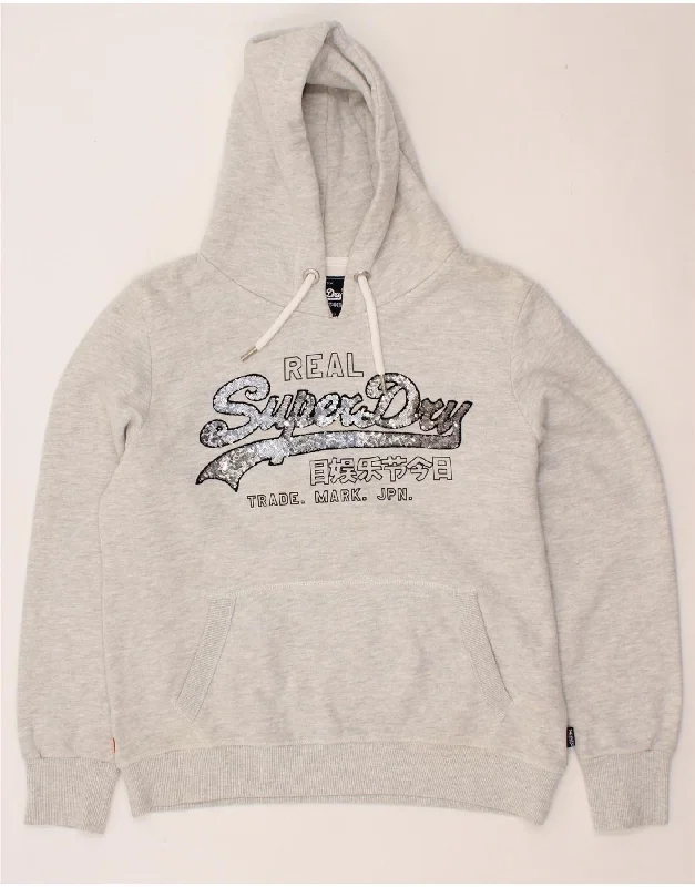 SUPERDRY Womens Graphic Hoodie Jumper UK 16 Large Grey Cotton Hoodie with Hem Drawcord Adjustable Customizable SUPERDRY Womens Graphic Hoodie Jumper UK 16 Large Grey Cotton Hoodie with Hem Drawcord Adjustable Customizable