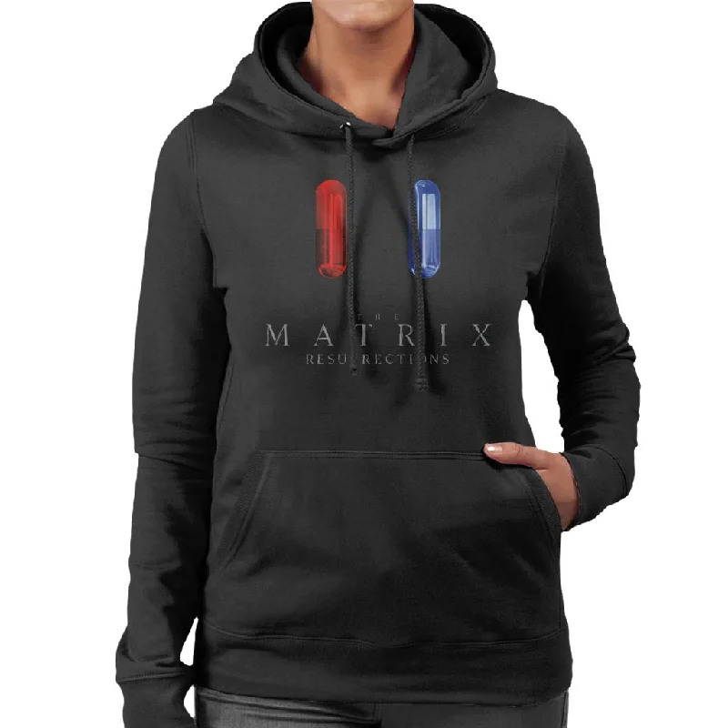The Matrix Resurrections Blue Or Red Pill Women's Hooded Sweatshirt Hoodie with Slit Hem Functional Movement The Matrix Resurrections Blue Or Red Pill Women's Hooded Sweatshirt Hoodie with Slit Hem Functional Movement