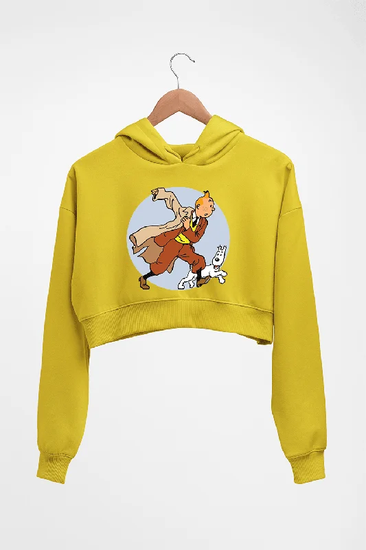 Tintin Crop HOODIE FOR WOMEN Hoodie with Hem Patch Decorative Personalized