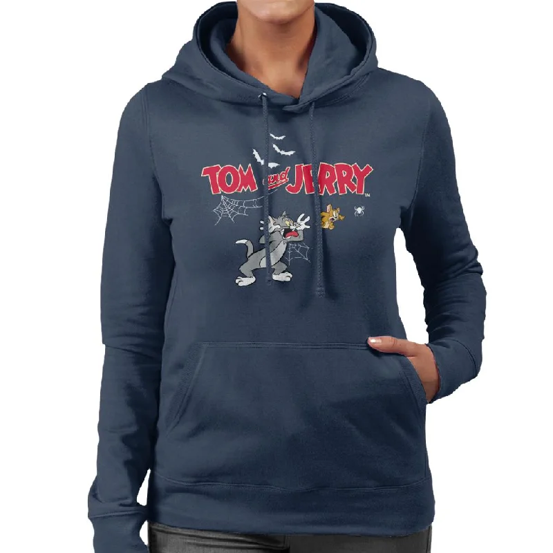 Tom and Jerry Halloween Jump Scare Women's Hooded Sweatshirt Hoodie with Rhinestones Sparkly Elegant Tom and Jerry Halloween Jump Scare Women's Hooded Sweatshirt Hoodie with Rhinestones Sparkly Elegant