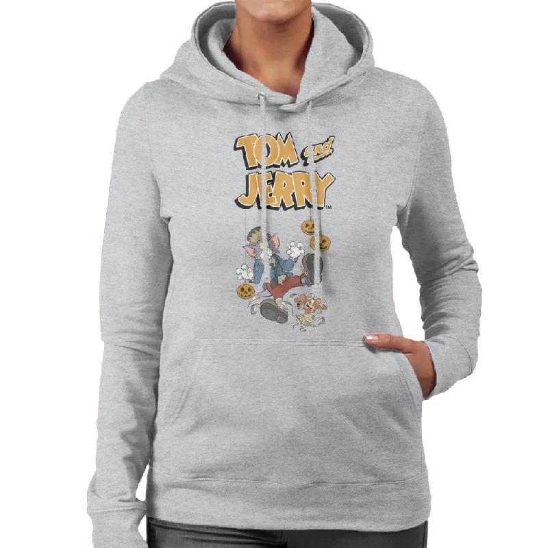 Tom and Jerry Halloween Mummified Women's Hooded Sweatshirt Hoodie with Embroidery Detailed Premium Tom and Jerry Halloween Mummified Women's Hooded Sweatshirt Hoodie with Embroidery Detailed Premium