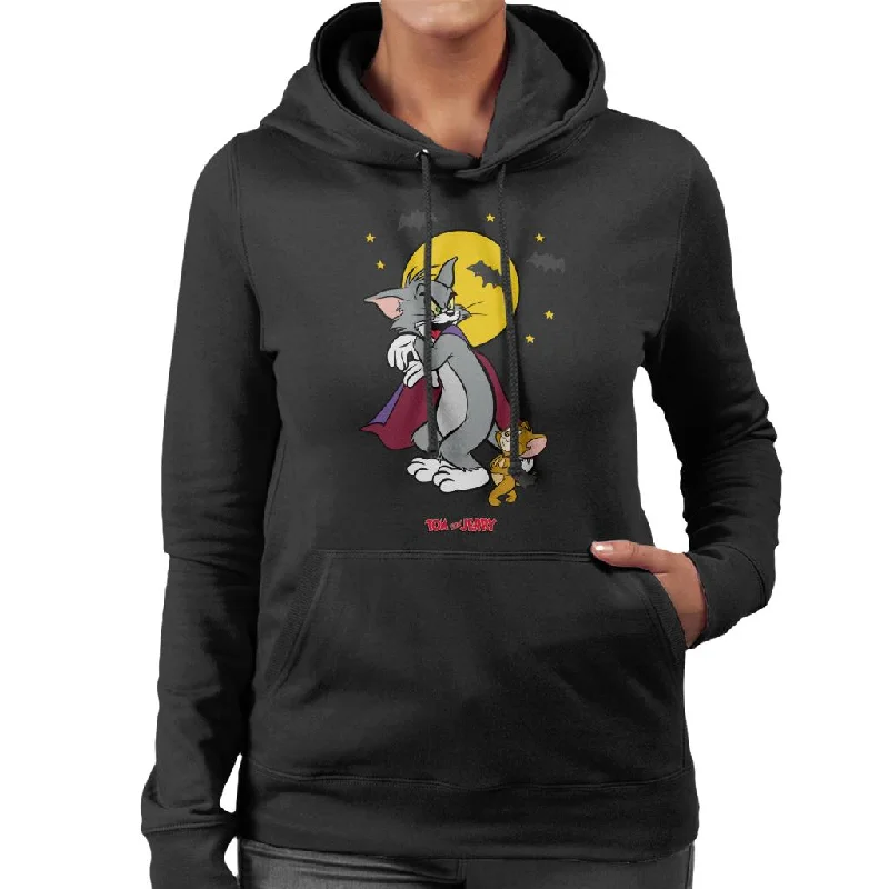 Tom and Jerry Halloween Vampires Women's Hooded Sweatshirt Hoodie with Typography Text Message Tom and Jerry Halloween Vampires Women's Hooded Sweatshirt Hoodie with Typography Text Message