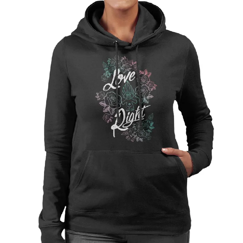 Trolls Love Right Women's Hooded Sweatshirt Hoodie with Velcro Closure Adjustable Secure Trolls Love Right Women's Hooded Sweatshirt Hoodie with Velcro Closure Adjustable Secure