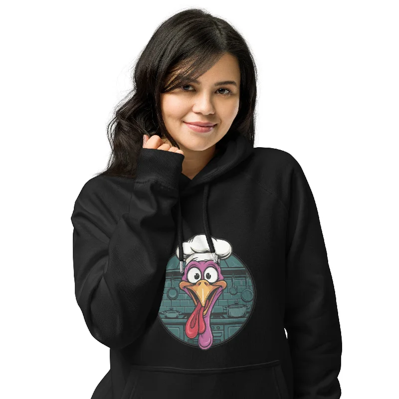 Turkey Head Graphic Women Eco Raglan Hoodie Hoodie with Hem Lace Feminine Delicate