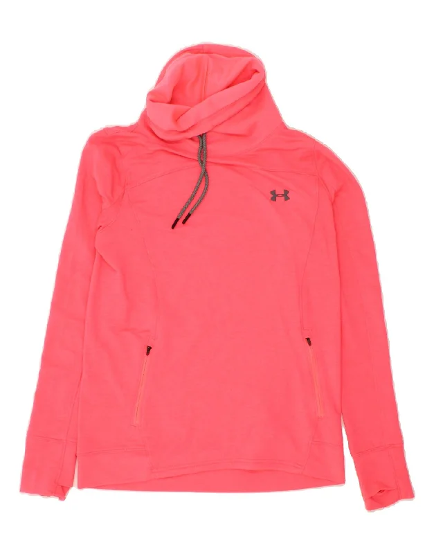 UNDER ARMOUR Womens Roll Neck Sweatshirt Jumper UK 12 Medium Pink Hoodie with Slim Fit Tailored Modern UNDER ARMOUR Womens Roll Neck Sweatshirt Jumper UK 12 Medium Pink Hoodie with Slim Fit Tailored Modern