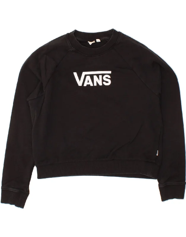 VANS Womens Crop Graphic Sweatshirt Jumper UK 14 Medium Black Cotton Hoodie with Color Block Contrast Stylish VANS Womens Crop Graphic Sweatshirt Jumper UK 14 Medium Black Cotton Hoodie with Color Block Contrast Stylish
