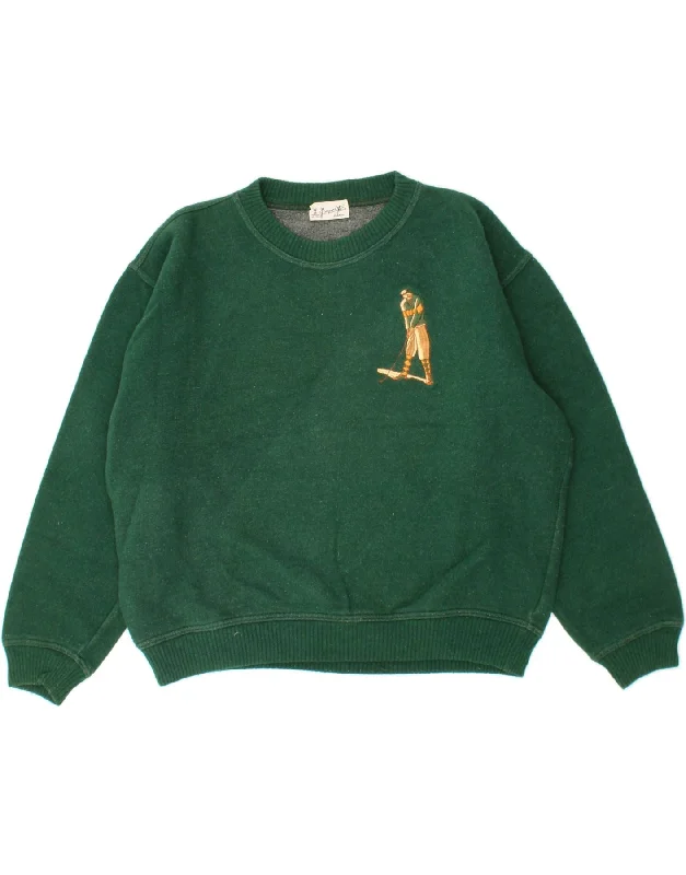 VINTAGE Mens Sweatshirt Jumper XL Green Wool Hoodie with Mesh Breathable Sporty