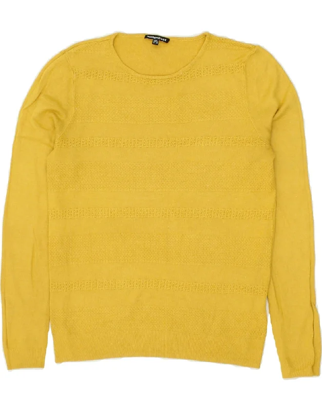 WAREHOUSE Womens Boat Neck Jumper Sweater UK 6 XS Yellow Viscose