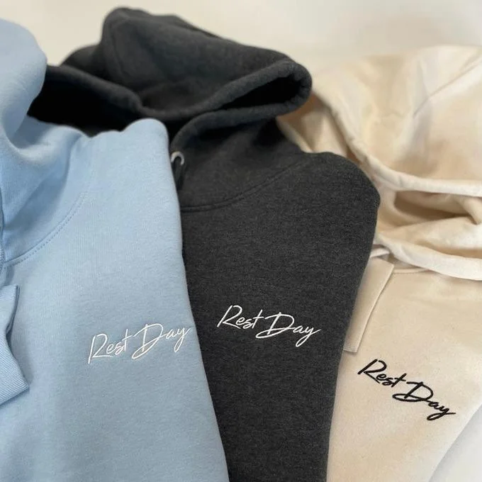 Rest Day Hoodie - Left chest embroidery (w) Oversized Hoodie Comfort Casual