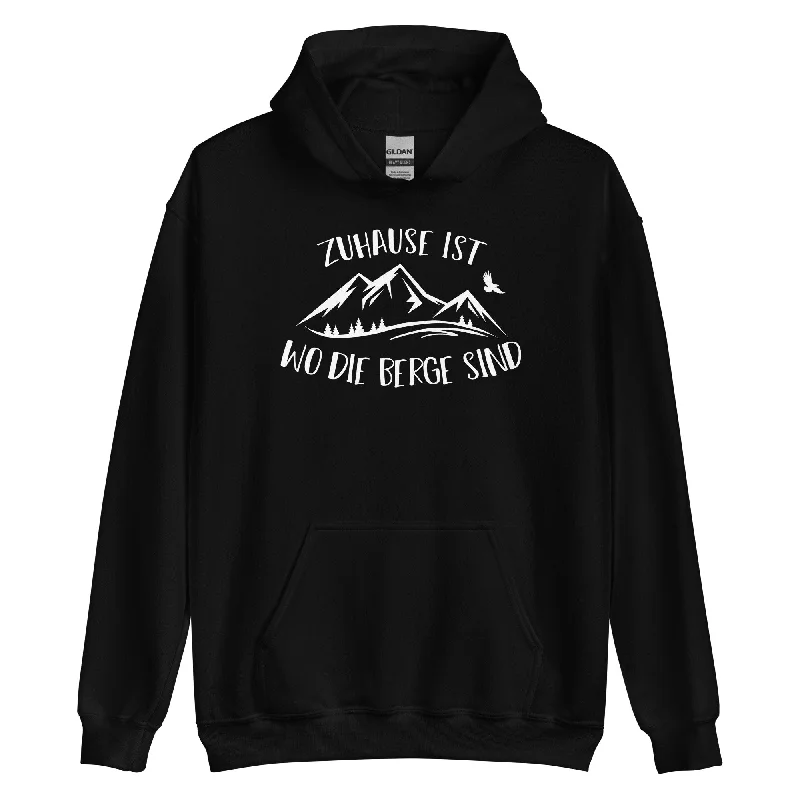 Zuhause Ist Wo Die Berge Sind - Unisex Hoodie Hoodie with Thumb Holes Functional Cozy Zuhause Ist Wo Die Berge Sind - Unisex Hoodie Hoodie with Thumb Holes Functional Cozy
