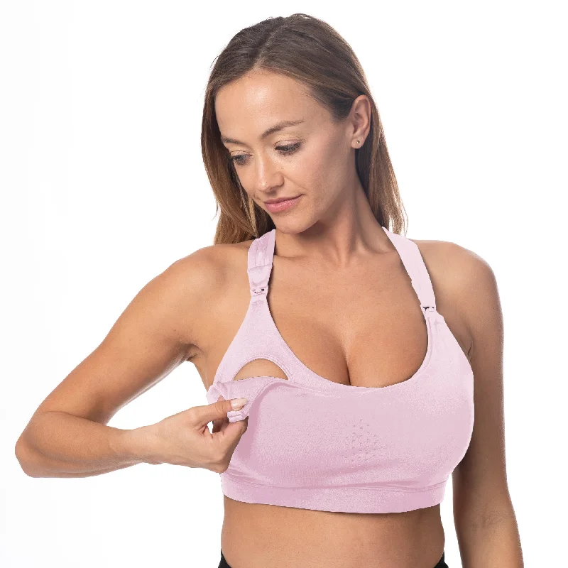 Chloé 3 Running Nursing Sports Bra (Blush Pink) Full Coverage Bralette