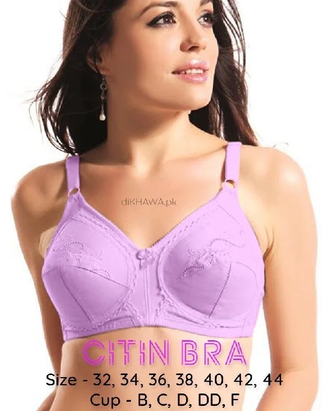 Citin Bra - Flourish - Pink Bra - Non Padded & Non Wired Bra - Minimizer Bra Sleek Sports Bra