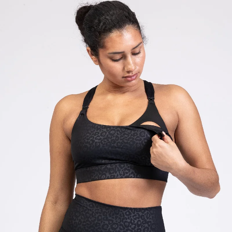 Chloé 3 Running Nursing Sports Bra (Black Cheetah) Smooth Push-Up Bra