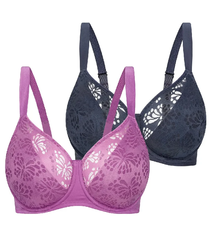LACY MINIMISER TWIN PACK BRA Adjustable Fit Bra