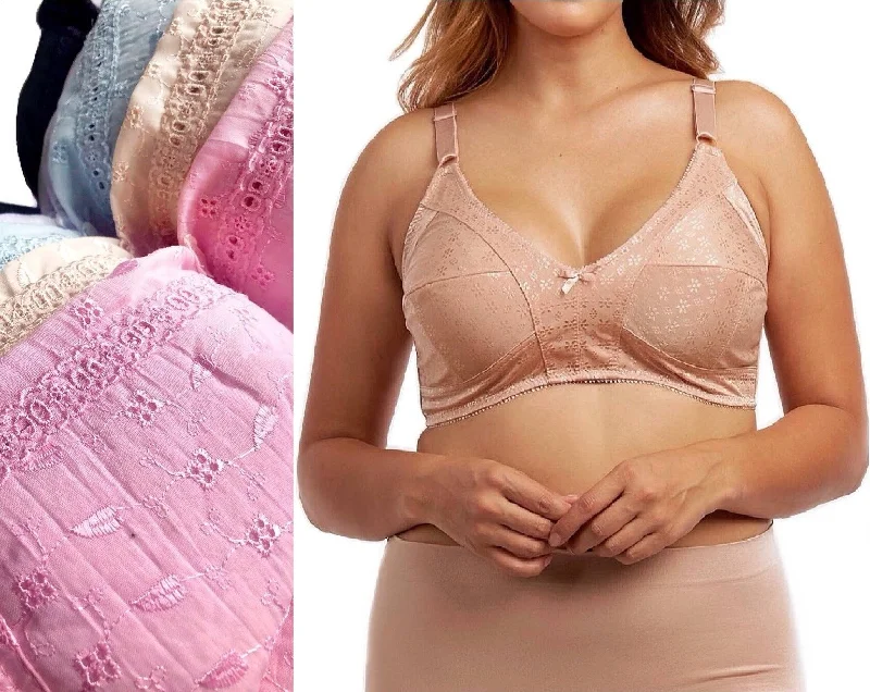 Lightly Lined Wireless Bras with Wide Wing Adjustable Comfort Bra