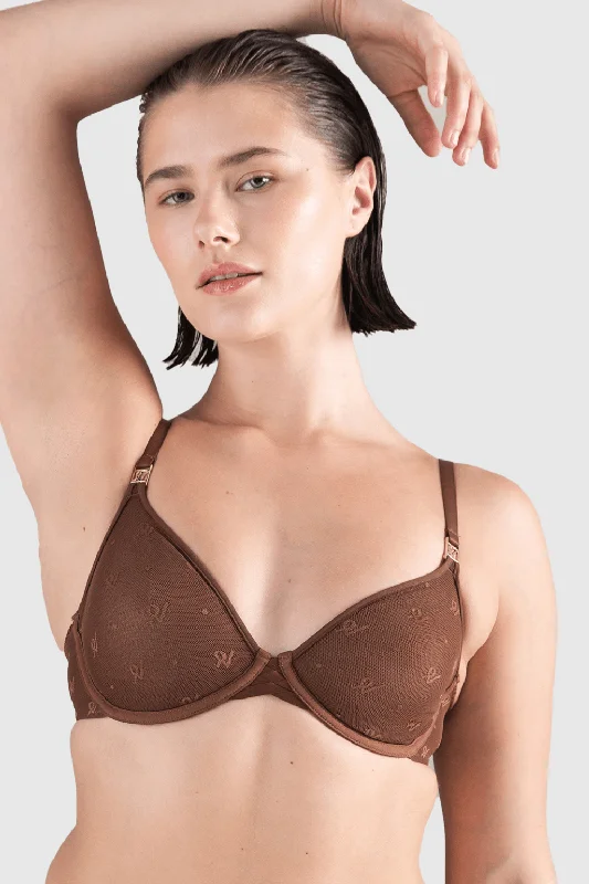 Monogram Mesh Demi Bra Comfortable Lace Bra