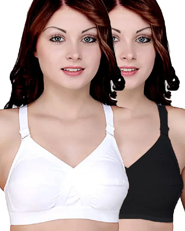 Pack of 2 - Basic Bra - Black & White - Cotton Bra - Non Padded Bra - Non Wired Bra Trendy Sports Bra Pack of 2 - Basic Bra - Black & White - Cotton Bra - Non Padded Bra - Non Wired Bra Trendy Sports Bra