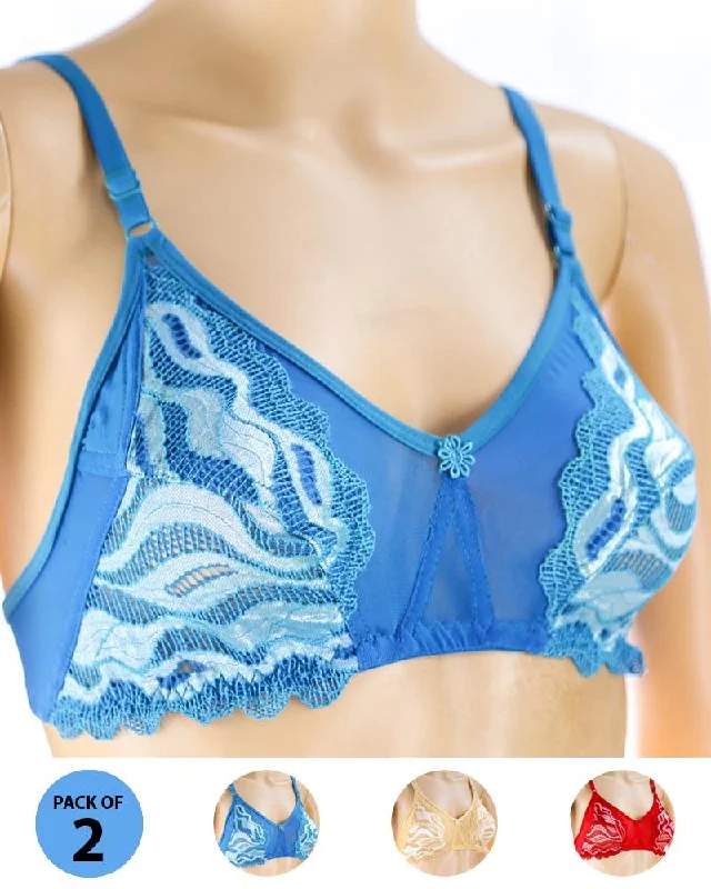 Pack of 2 Madam Bra - Limca - Non Padded Bra - Non Wired Bra Padded Push-Up Bra
