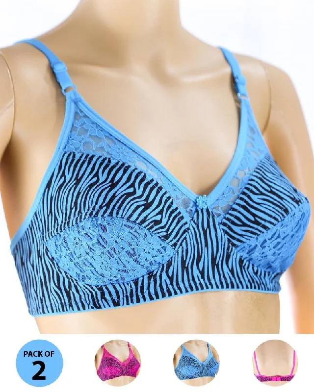 Pack of 2 Madam Bra - N3 - Non Padded Bra - Non Wired Bra Soft Cup Bra
