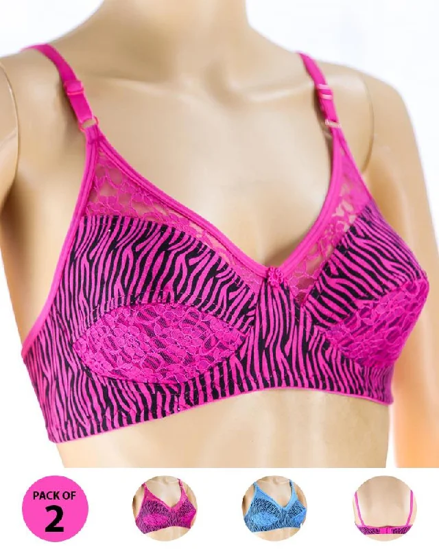Pack of 2 Madam Bra - N3 - Non Padded Bra - Non Wired Bra Simple Wireless Bra