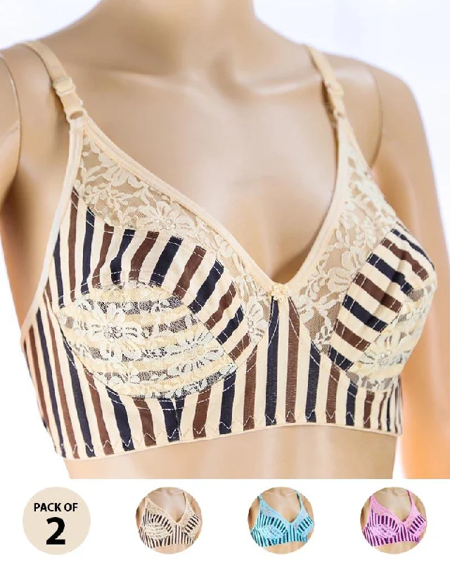 Pack of 2 Madam Bra - N4 - Non Padded Bra - Non Wired Bra Soft Support Bra