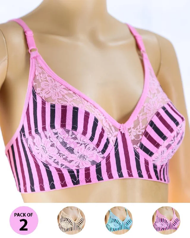 Pack of 2 Madam Bra - N4 - Non Padded Bra - Non Wired Bra Sporty Compression Bra