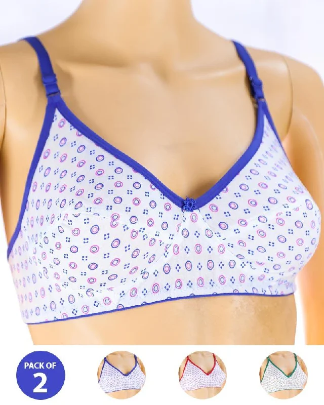 Pack of 2 Madam Bra - S27 - Non Padded Bra - Non Wired Bra Cotton Comfort Bra