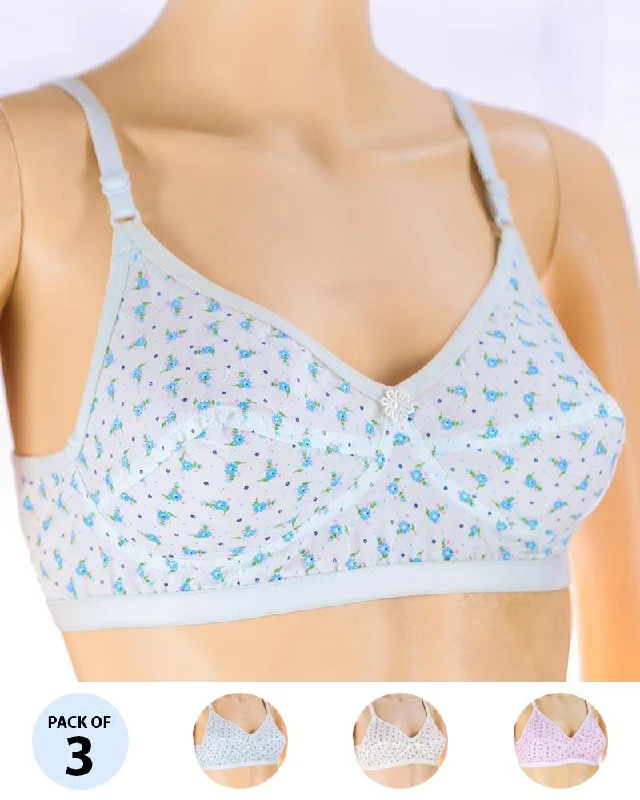 Pack of 3 Madam Bra - Safal-11 - Non Padded Bra - Non Wired Bra Comfortable Lace Bralette Pack of 3 Madam Bra - Safal-11 - Non Padded Bra - Non Wired Bra Comfortable Lace Bralette