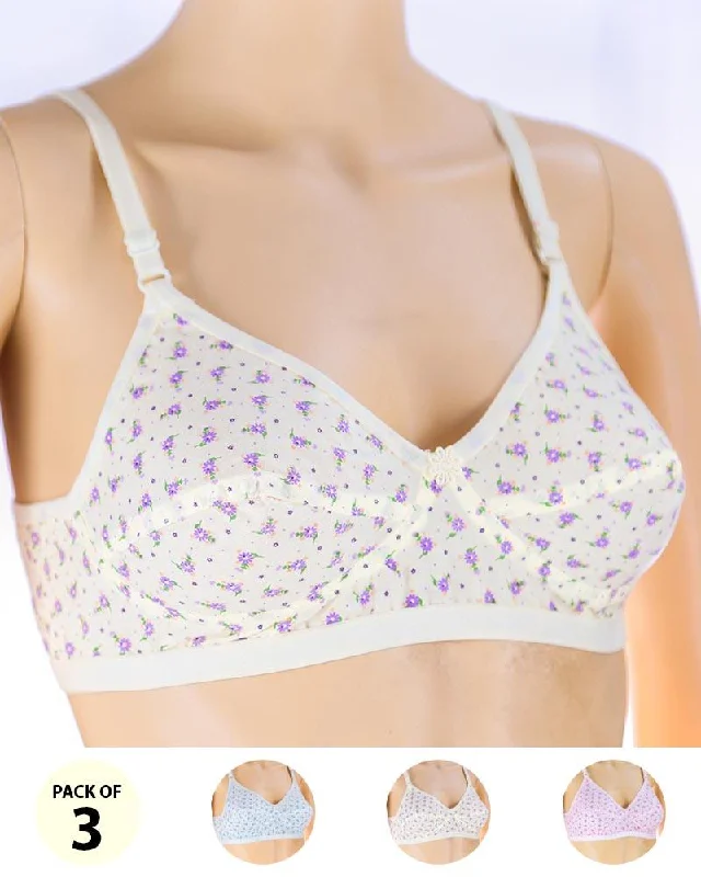 Pack of 3 Madam Bra - Safal-11 - Non Padded Bra - Non Wired Bra Push-Up Bralette Set