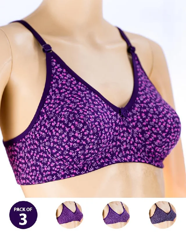 Pack of 3 Madam Bra - Sarina-4 - Non Padded Bra - Non Wired Bra Breathable Comfort Bra Pack of 3 Madam Bra - Sarina-4 - Non Padded Bra - Non Wired Bra Breathable Comfort Bra