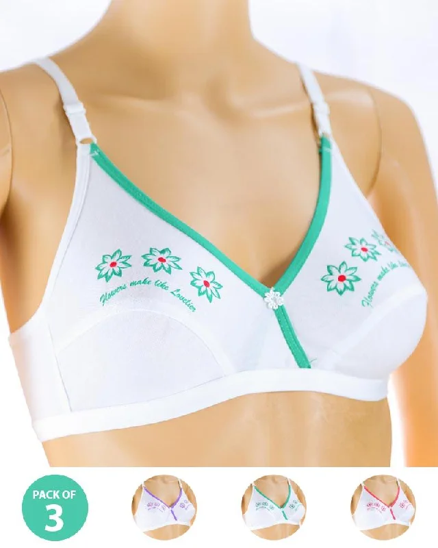 Pack of 3 Madam Bra - Tatto - Non Padded Bra - Non Wired Bra Versatile Bralette Set