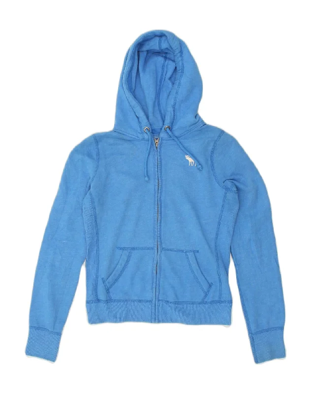 ABERCROMBIE & FITCH Womens Zip Hoodie Sweater UK 12 Medium Blue Cotton Wool Sweater Cotton Sweater Cashmere Sweater