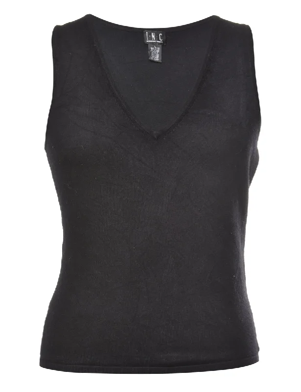 Black Sweater Vest - M Chenille Fabric Brocade Fabric Lace Fabric