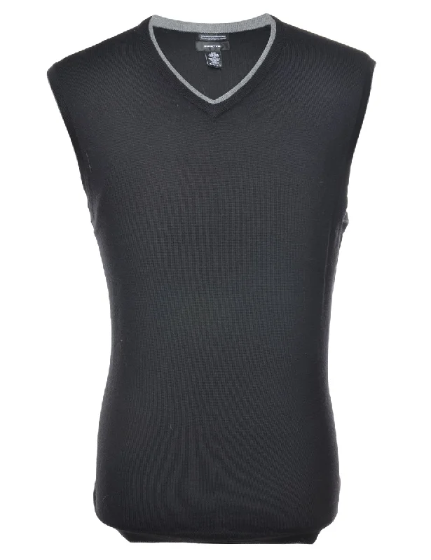Black Sweater Vest - M Fleece Fabric Down Fabric Feather Fabric
