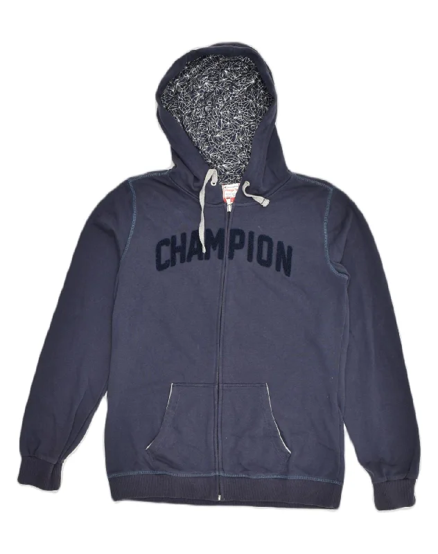 CHAMPION Womens Heritage Fit Graphic Zip Hoodie Sweater UK 14 Large Blue Real Fur Shearling Chenille CHAMPION Womens Heritage Fit Graphic Zip Hoodie Sweater UK 14 Large Blue Real Fur Shearling Chenille