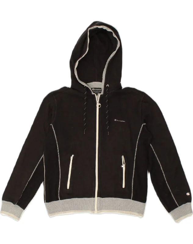 CHAMPION Womens Zip Hoodie Sweater UK 16 Large Black Cotton Polka Dot Checkered Tartan CHAMPION Womens Zip Hoodie Sweater UK 16 Large Black Cotton Polka Dot Checkered Tartan