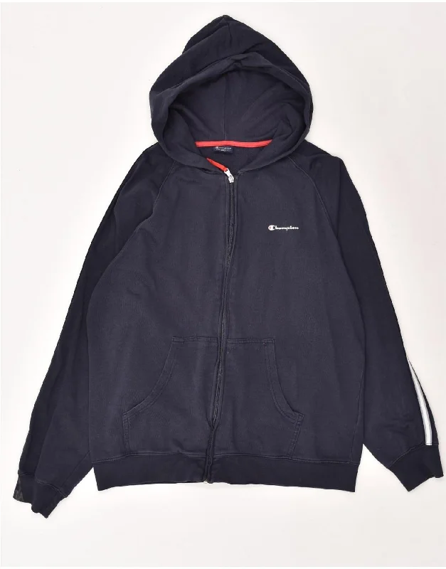 CHAMPION Womens Zip Hoodie Sweater UK 18 XL Navy Blue Cotton Transparent Opaque Sheer CHAMPION Womens Zip Hoodie Sweater UK 18 XL Navy Blue Cotton Transparent Opaque Sheer