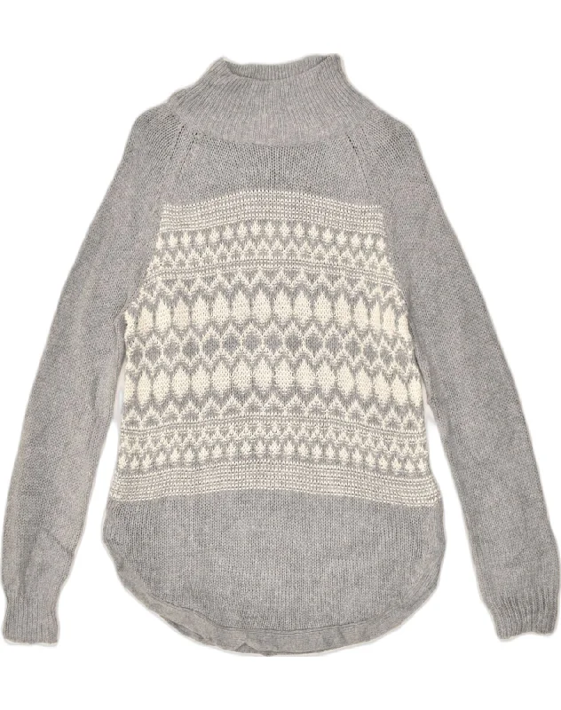 CHAPS Womens Longline Turtle Neck Jumper Sweater UK 8 Small Grey Fair Isle Bright Pastel Dark CHAPS Womens Longline Turtle Neck Jumper Sweater UK 8 Small Grey Fair Isle Bright Pastel Dark