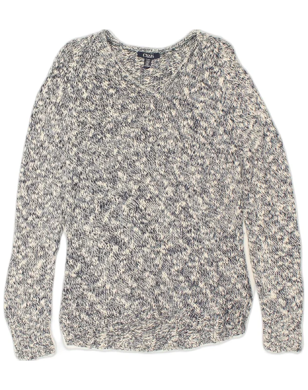 CHAPS Womens V-Neck Jumper Sweater UK 16 Large Navy Blue Flecked Cotton Fitted Slim Tailored CHAPS Womens V-Neck Jumper Sweater UK 16 Large Navy Blue Flecked Cotton Fitted Slim Tailored
