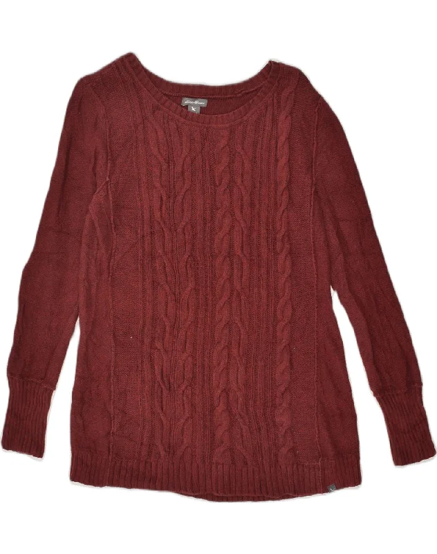 EDDIE BAUER Womens Boat Neck Jumper Sweater UK 12 Medium Maroon Cotton Toggled Drawstring Belted EDDIE BAUER Womens Boat Neck Jumper Sweater UK 12 Medium Maroon Cotton Toggled Drawstring Belted