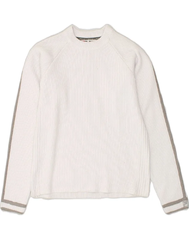 FILA Womens Crew Neck Jumper Sweater UK 14 Large Off White Acrylic Polka Dot Checkered Tartan FILA Womens Crew Neck Jumper Sweater UK 14 Large Off White Acrylic Polka Dot Checkered Tartan