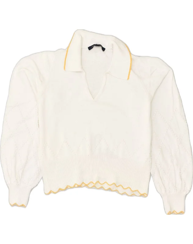 FRENCH CONNECTION Womens Polo Neck Jumper Sweater UK 10 Small White Cotton Jersey Fabric Tulle Fabric Batik Fabric FRENCH CONNECTION Womens Polo Neck Jumper Sweater UK 10 Small White Cotton Jersey Fabric Tulle Fabric Batik Fabric