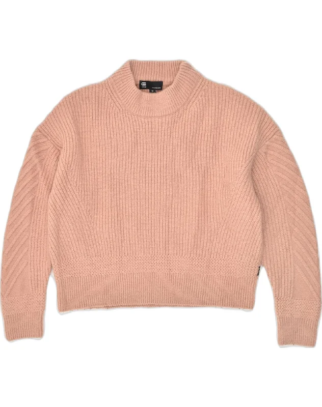 G-STAR Womens Turtle Neck Jumper Sweater UK 14 Medium Beige Wool Silk Blend Satin Velvet G-STAR Womens Turtle Neck Jumper Sweater UK 14 Medium Beige Wool Silk Blend Satin Velvet