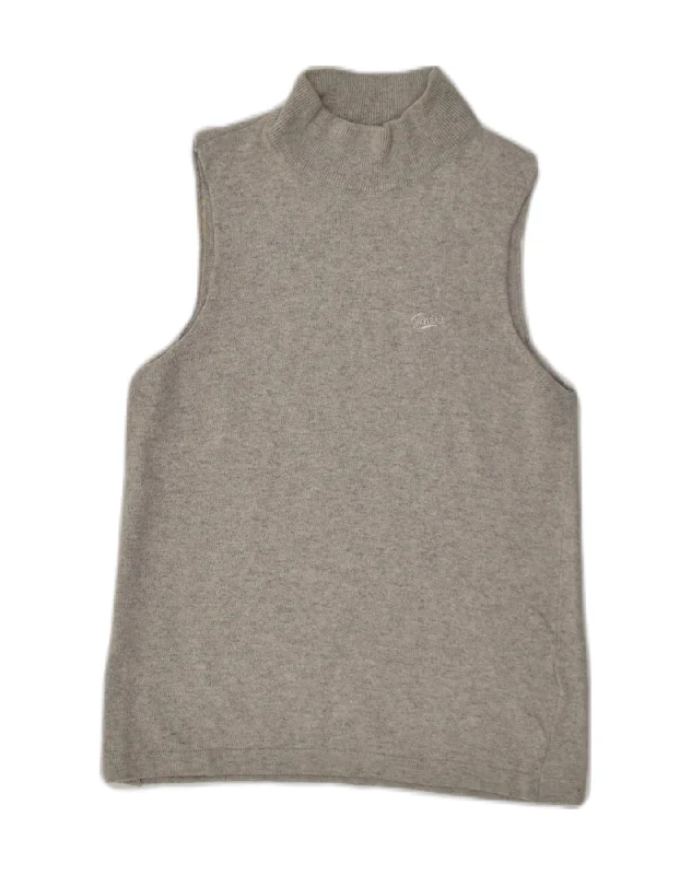 GUESS Womens Sleeveless Turtle Neck Jumper Sweater UK 12 Medium Grey Welt Pockets Slit Pockets Flap Pockets GUESS Womens Sleeveless Turtle Neck Jumper Sweater UK 12 Medium Grey Welt Pockets Slit Pockets Flap Pockets